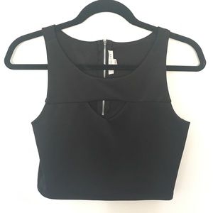 Black Cut-Out Crop Top